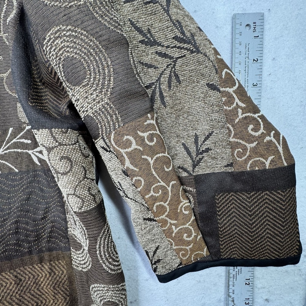 Serengeti Womens Plus Size 2X Open Front Blazer Brown Earthy Boho Patchwork‎ - Picture 8 of 11